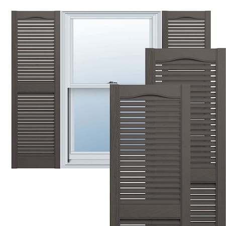 Lifetime Vinyl, Standard Cathedral Top Center Mullion, Open Louver Shutters, LL1S12X03600MS